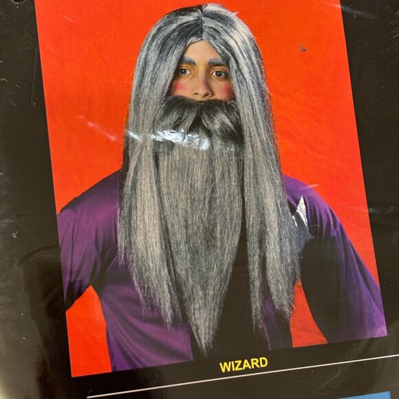 Wizard  Father Time Long Grey Wig and Beard Set NWT NOS - Picture 1 of 5